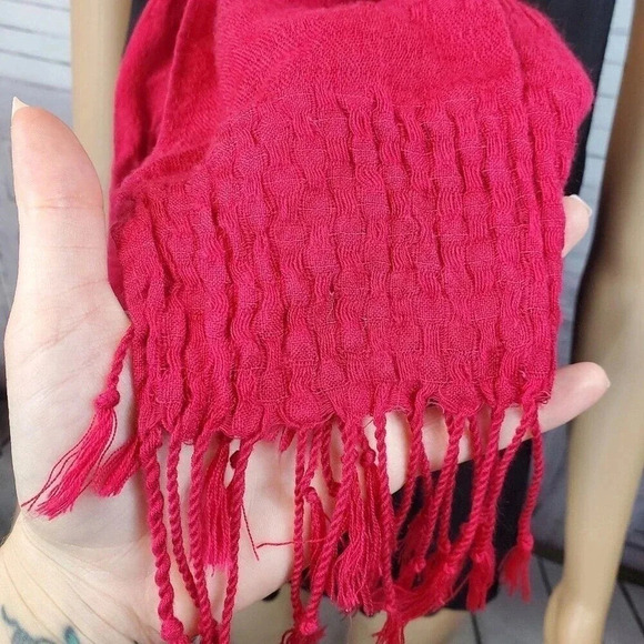 Red/Pink/Fuchsia Tassel Scarf or Wrap. Lightweight Scarf. - Picture 4 of 4